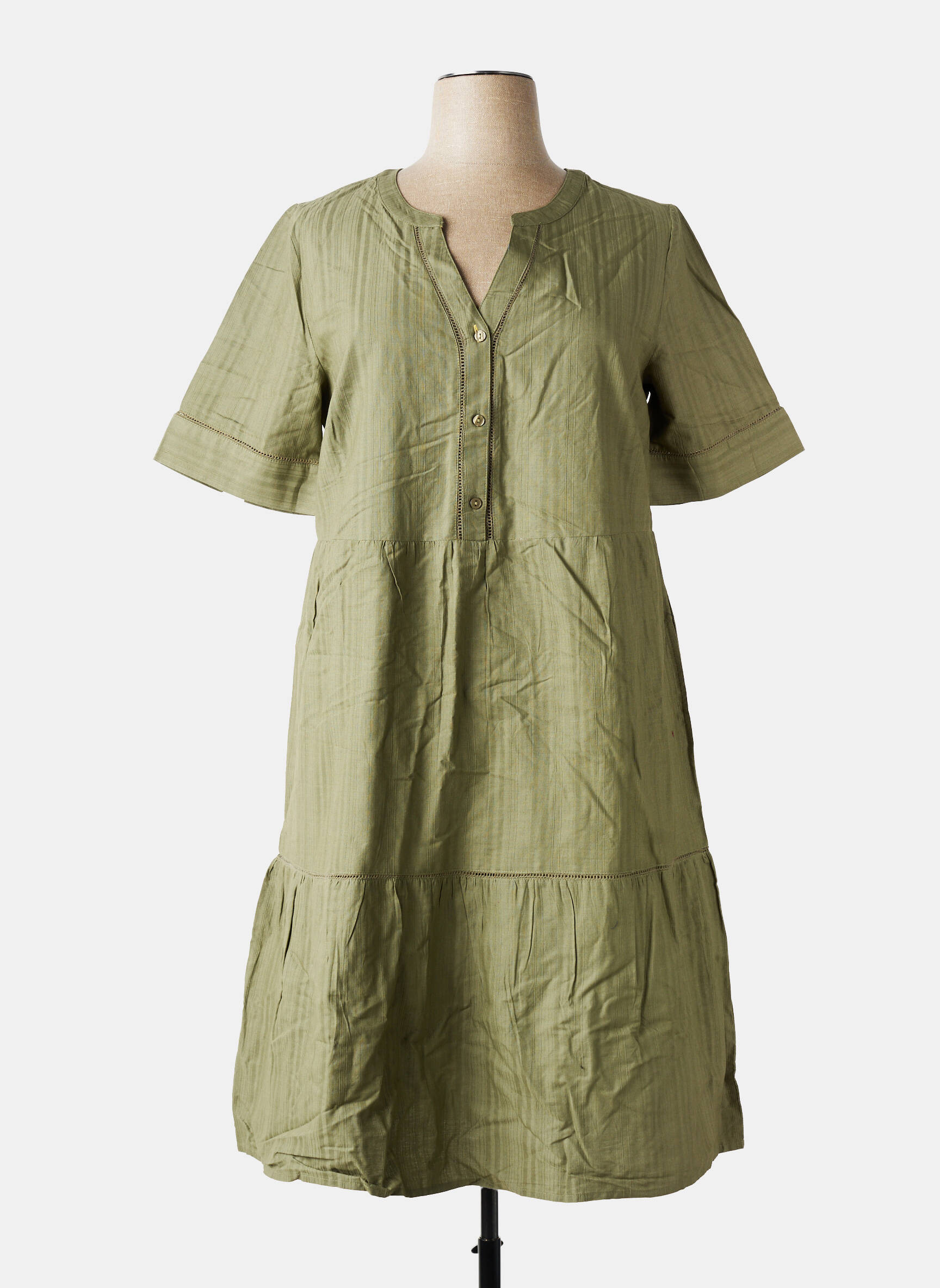 Robe mi-longue manches courtes manches courtes vert SHEEGO femme