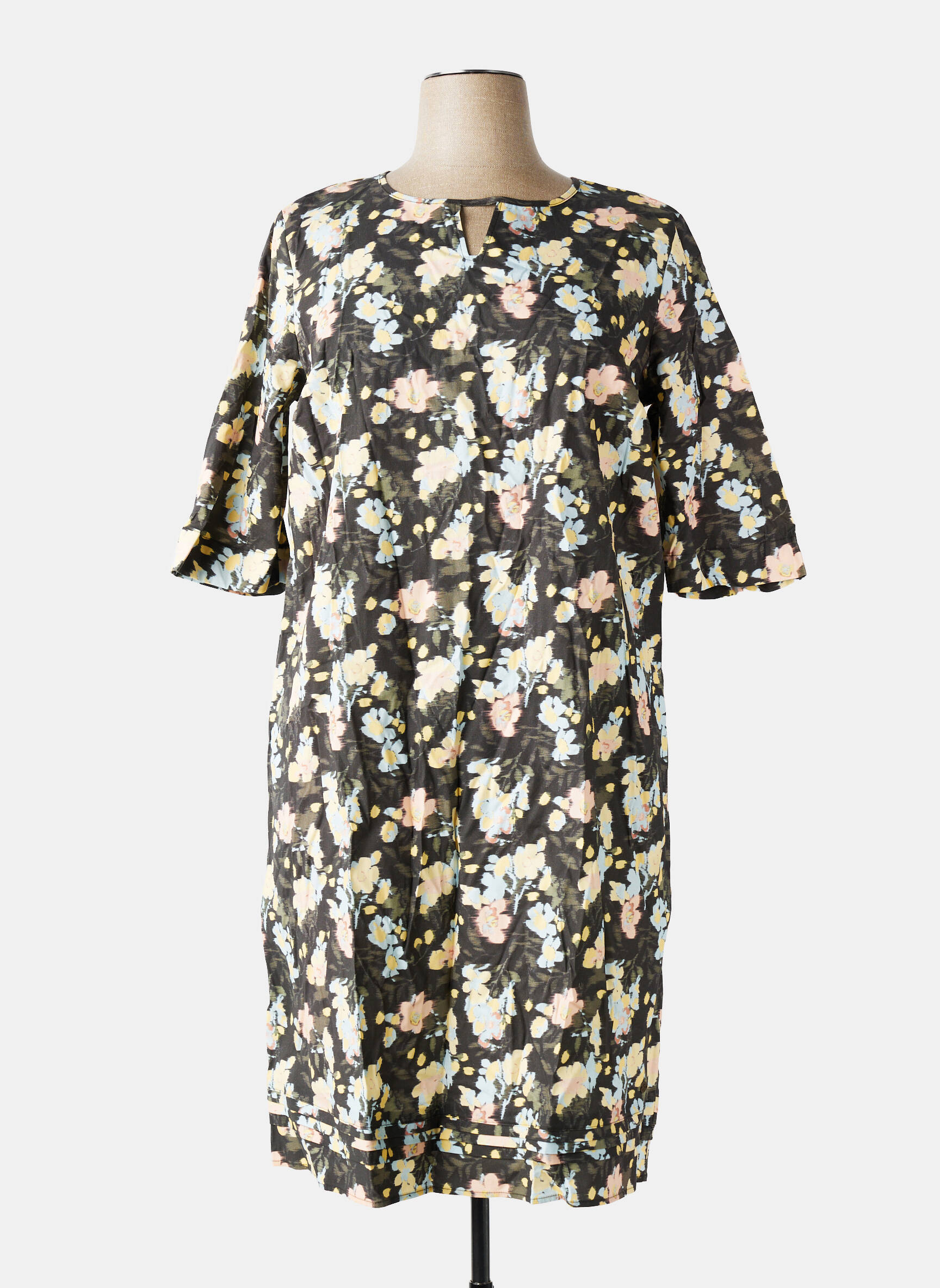 Robe mi-longue imprimé fantaisie manches courtes vert SHEEGO femme