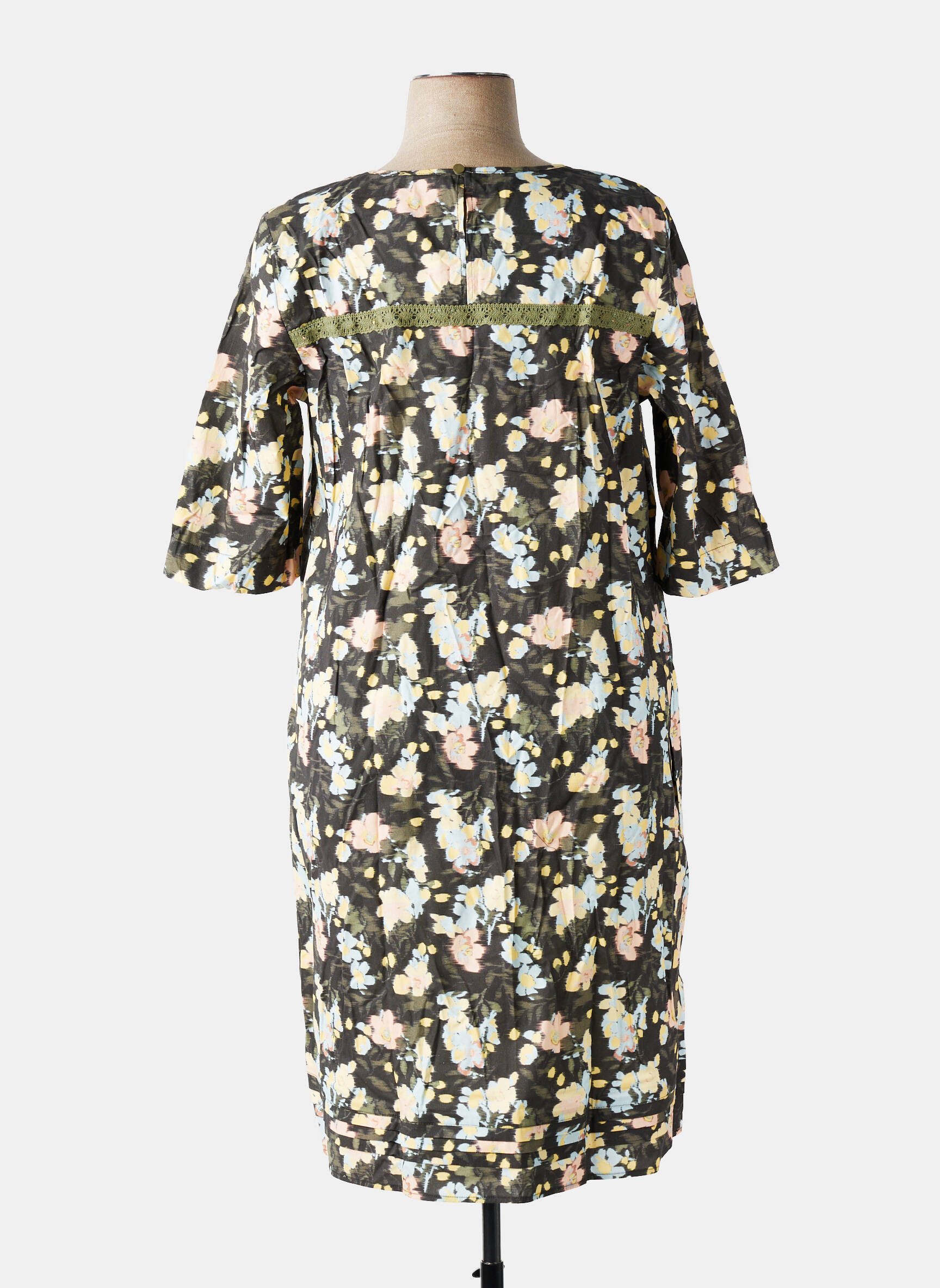 Robe mi-longue imprimé fantaisie manches courtes vert SHEEGO femme