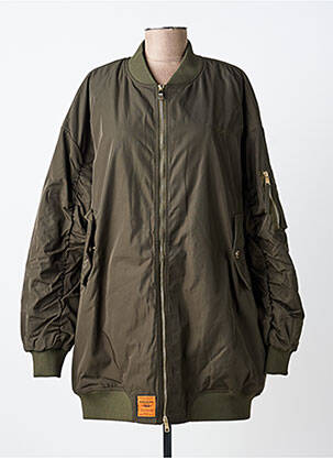 Blouson col v vert BOMBERS femme