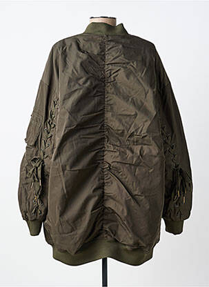 Blouson col v vert BOMBERS femme