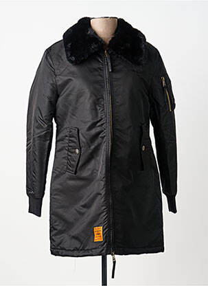 Manteau long coupe droite sans capuche noir BOMBERS femme