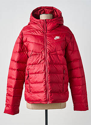 Doudoune manches longues a capuche rouge NIKE femme
