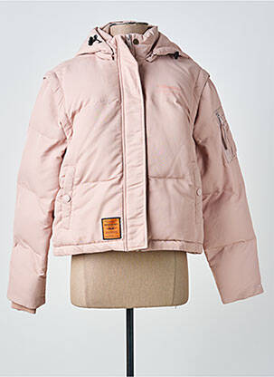 Doudoune manches longues a capuche rose BOMBERS femme