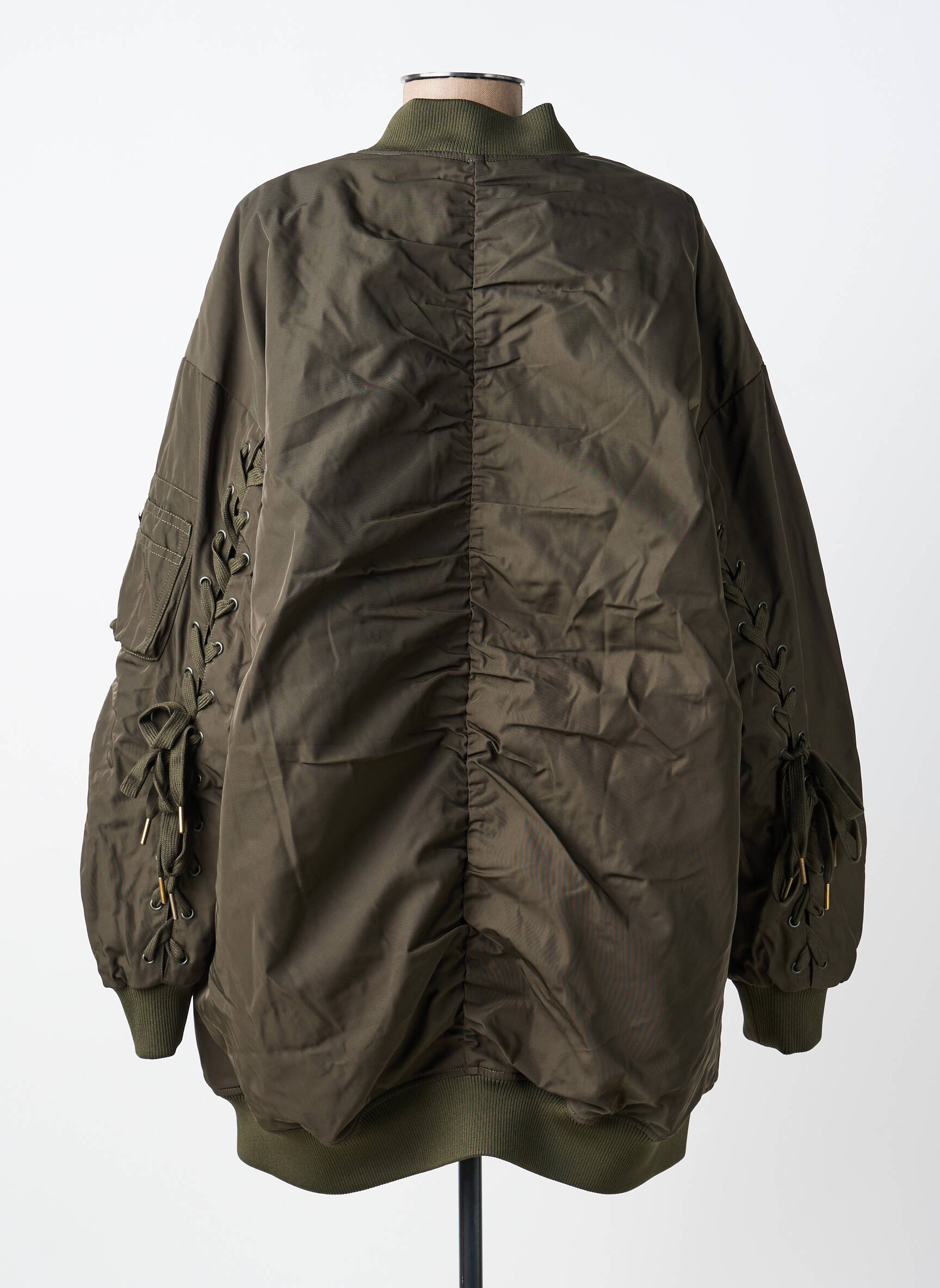 Blouson col v vert BOMBERS femme
