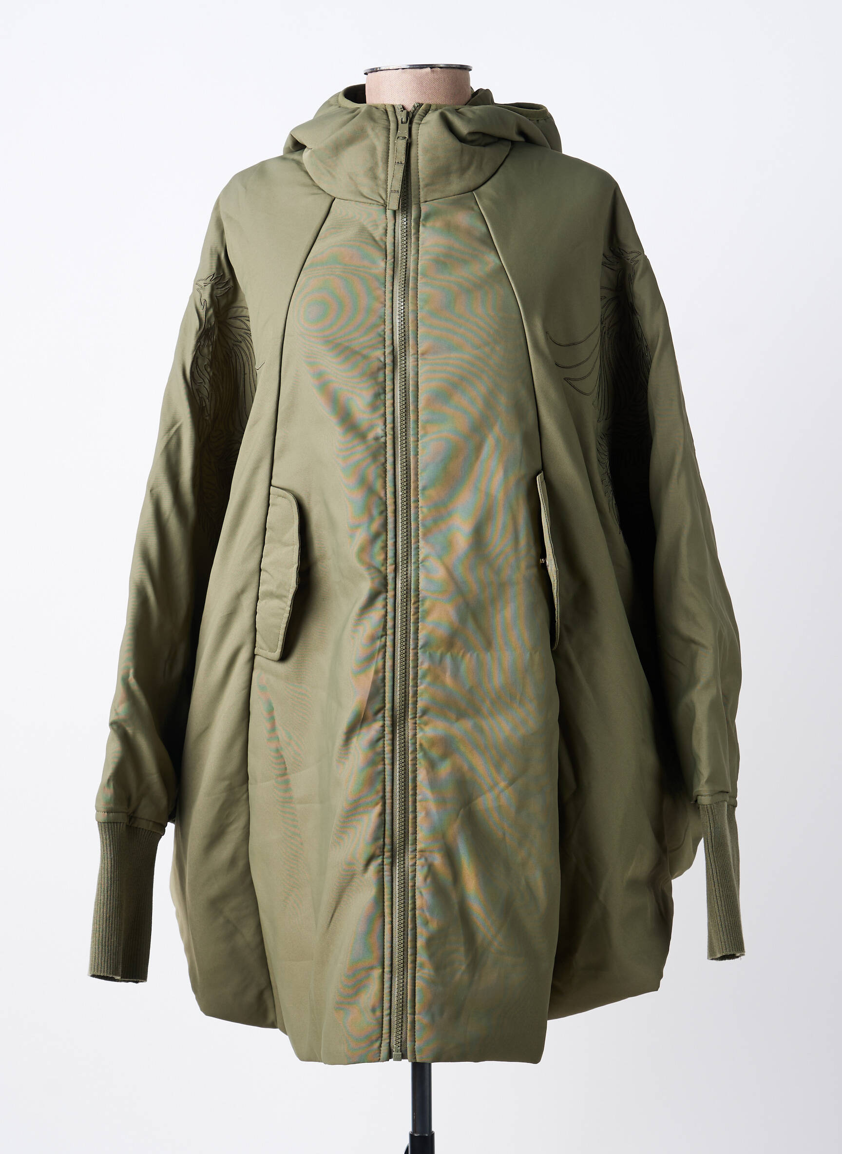 Manteau long a capuche a capuche vert BOMBERS femme