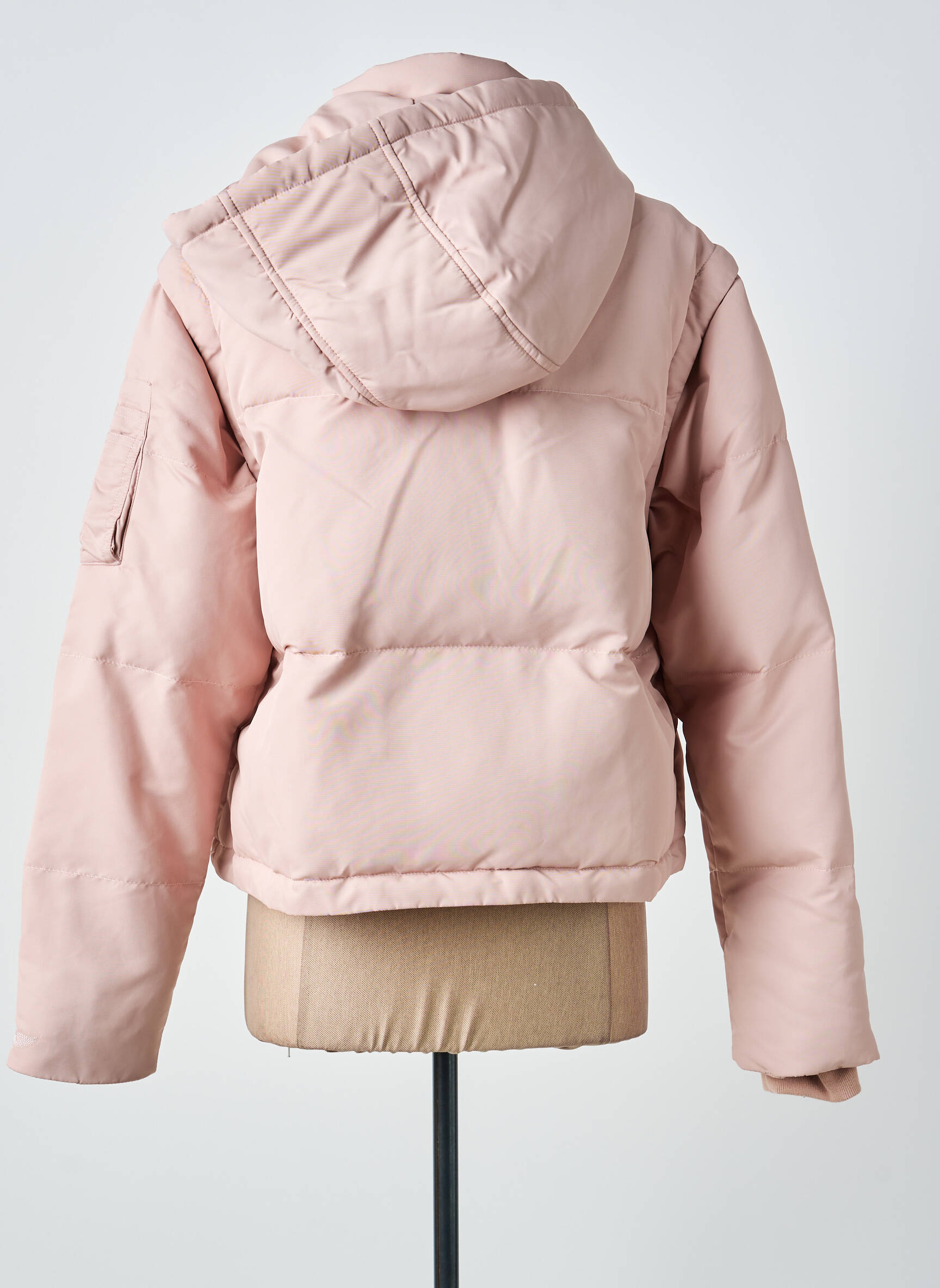 Doudoune manches longues a capuche rose BOMBERS femme
