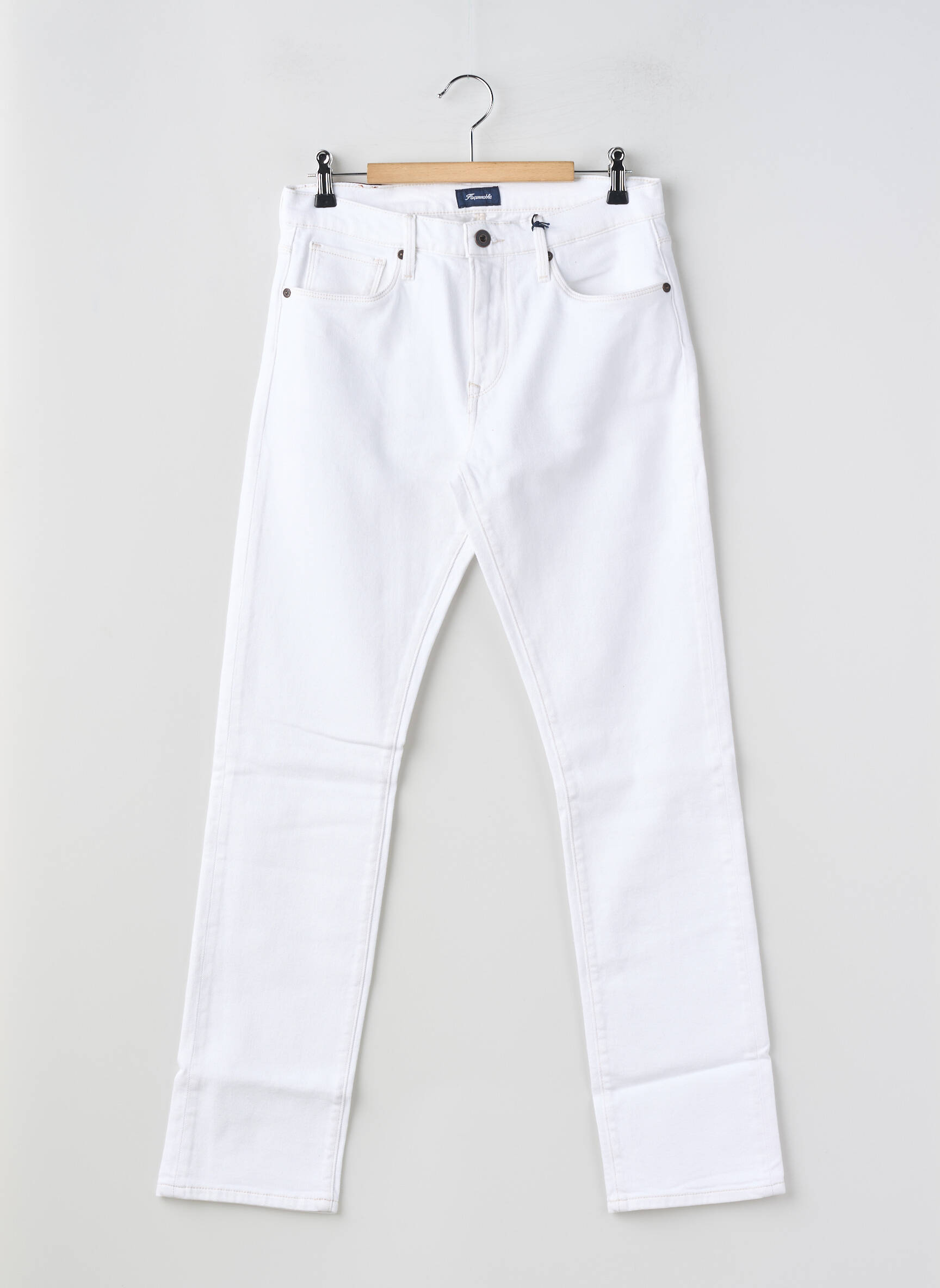 Jeans coupe slim taille haute taille haute blanc FACONNABLE femme