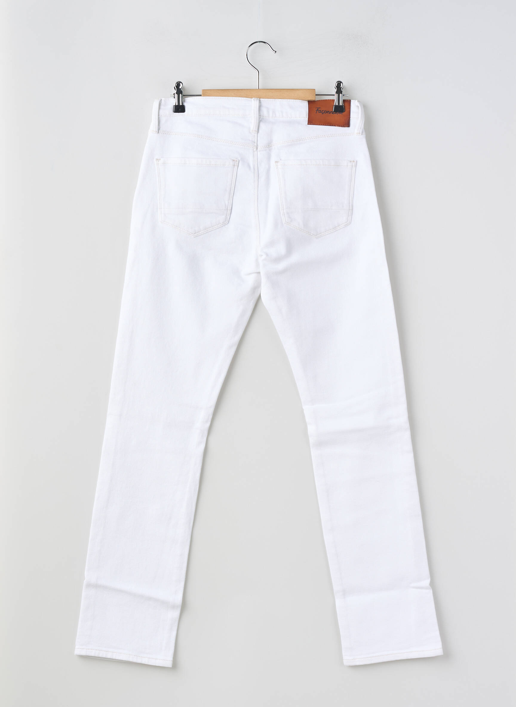 Jeans coupe slim taille haute taille haute blanc FACONNABLE femme