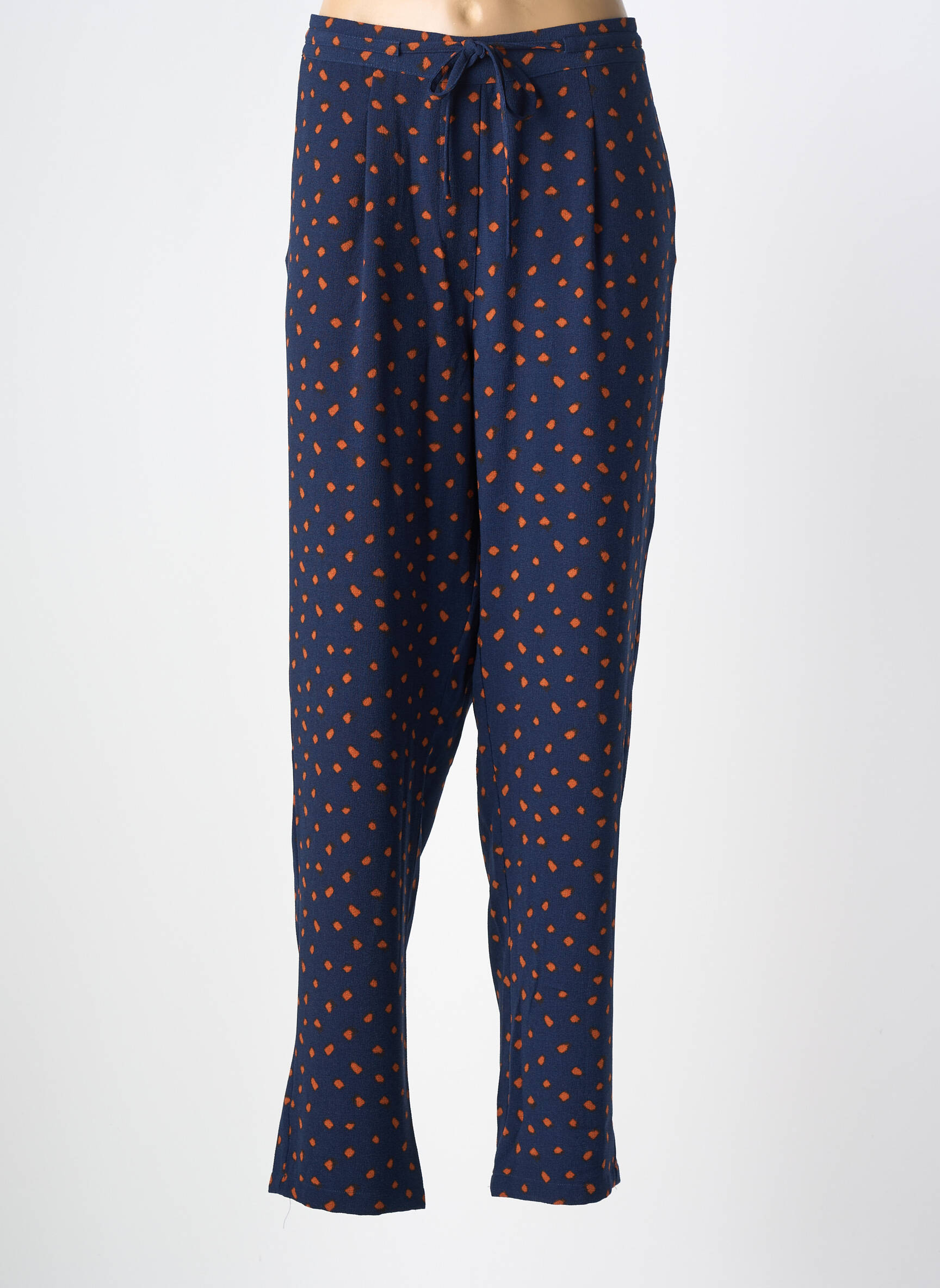 Pantalon droit tissage crêpe taille normale bleu DAMART femme