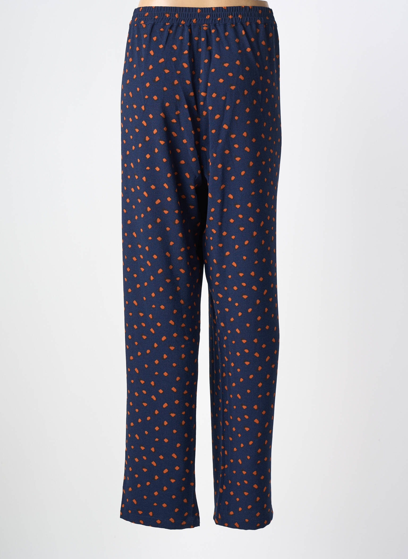 Pantalon droit tissage crêpe taille normale bleu DAMART femme