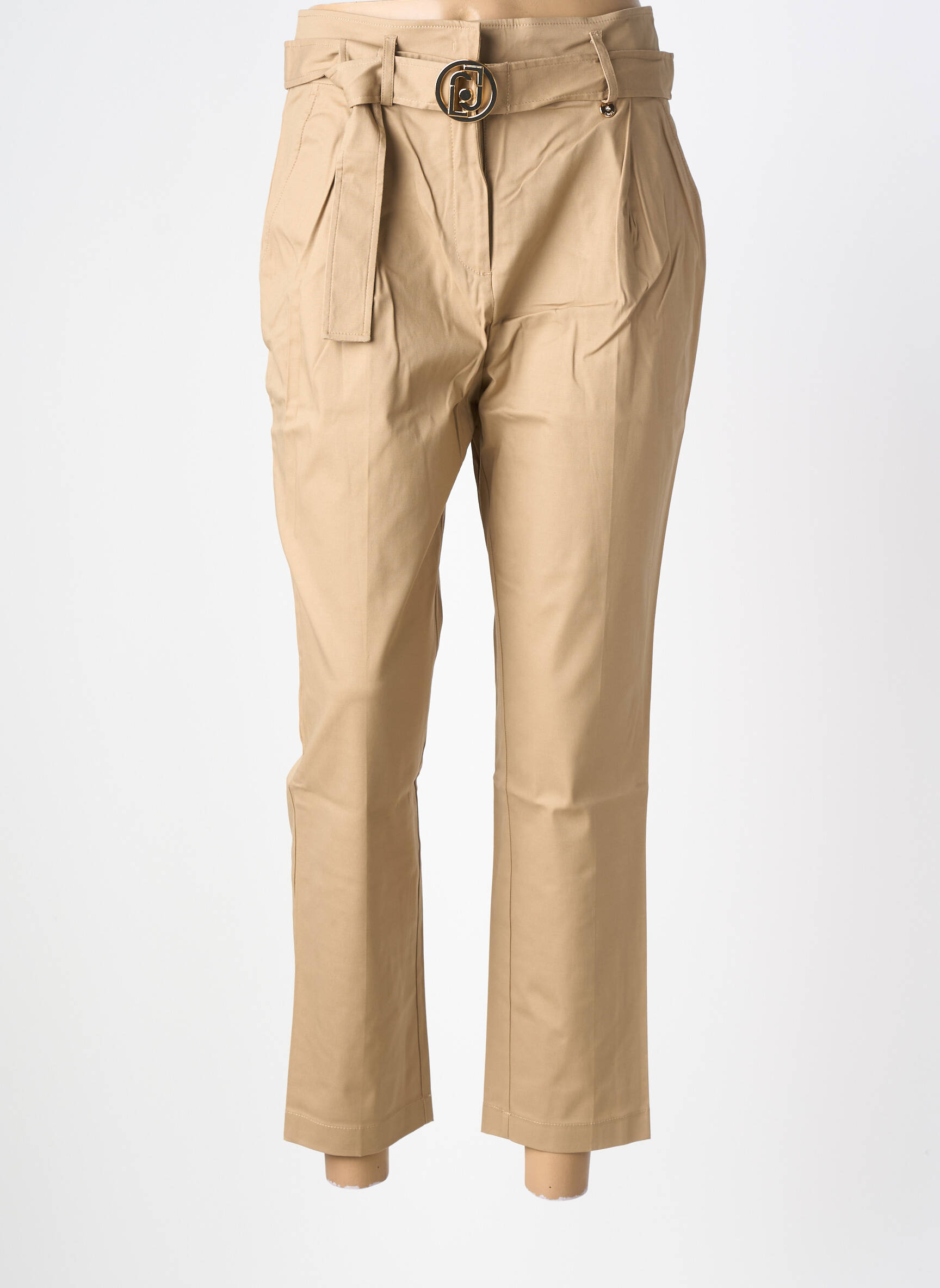 Pantalon chino fermeture zippée sous rabat boutonné taille normale marron LIU JO femme