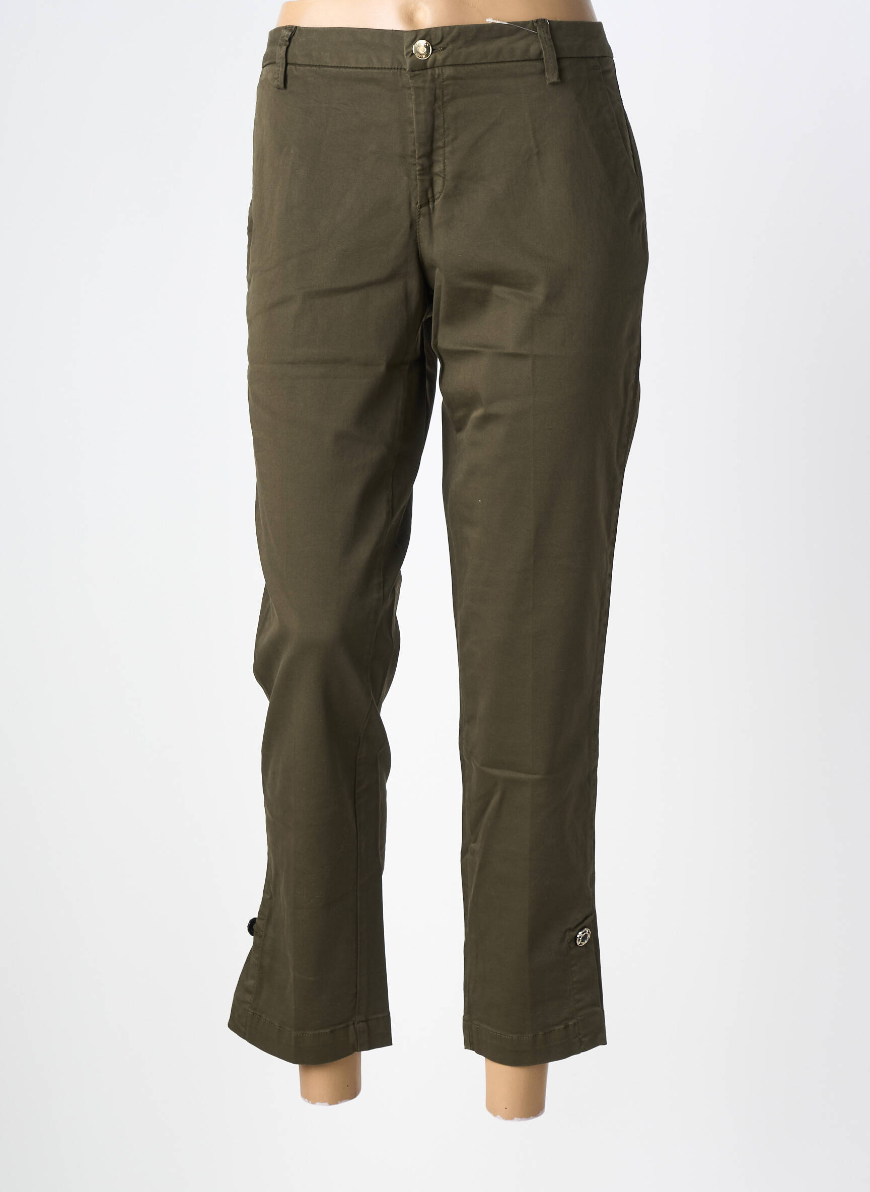Pantalon 7/8 fermeture zippée sous rabat boutonné taille normale vert LIU JO femme