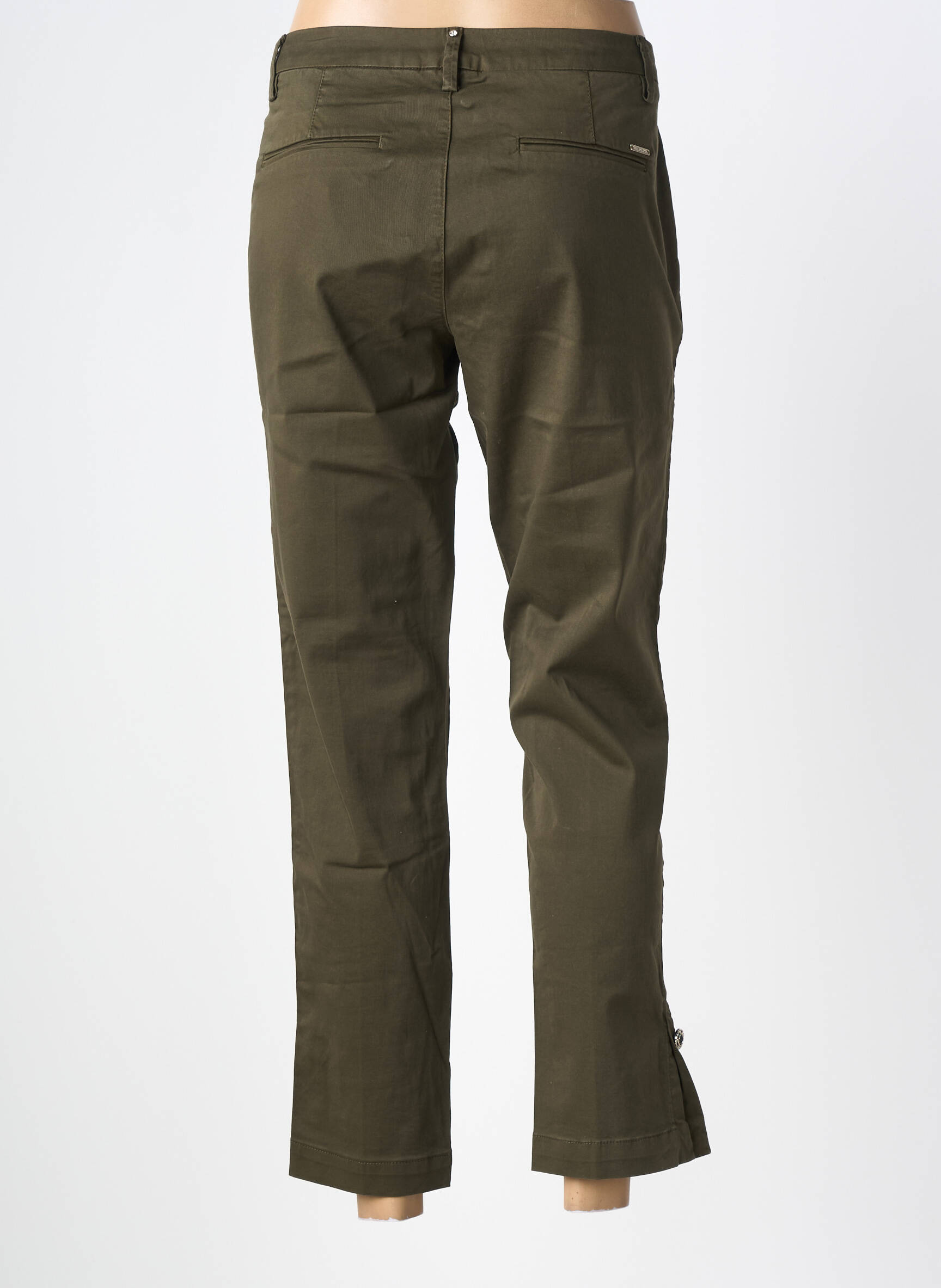 Pantalon 7/8 fermeture zippée sous rabat boutonné taille normale vert LIU JO femme
