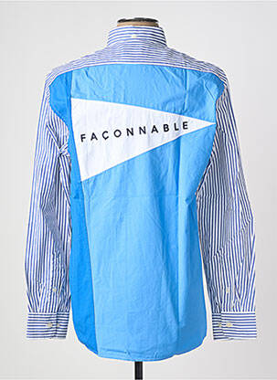 Chemise manches longues coupe droite bleu FACONNABLE homme