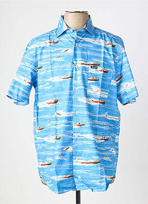 Chemise manches courtes imprimé fantaisie bleu FACONNABLE homme