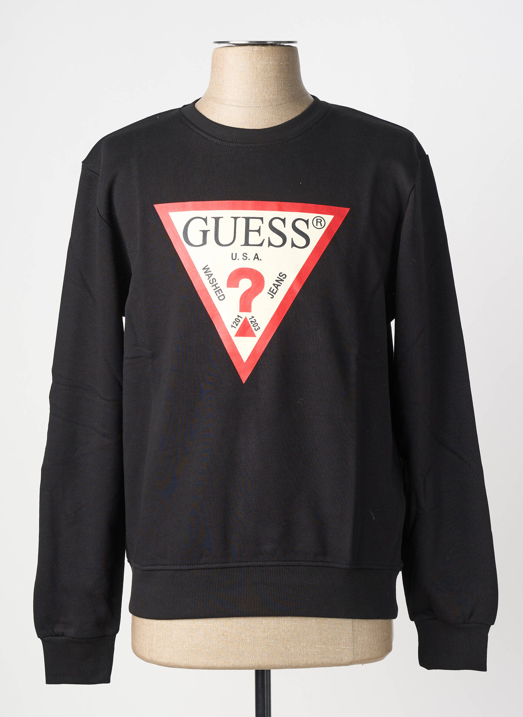 Sweat-shirt stretch manches longues noir GUESS homme