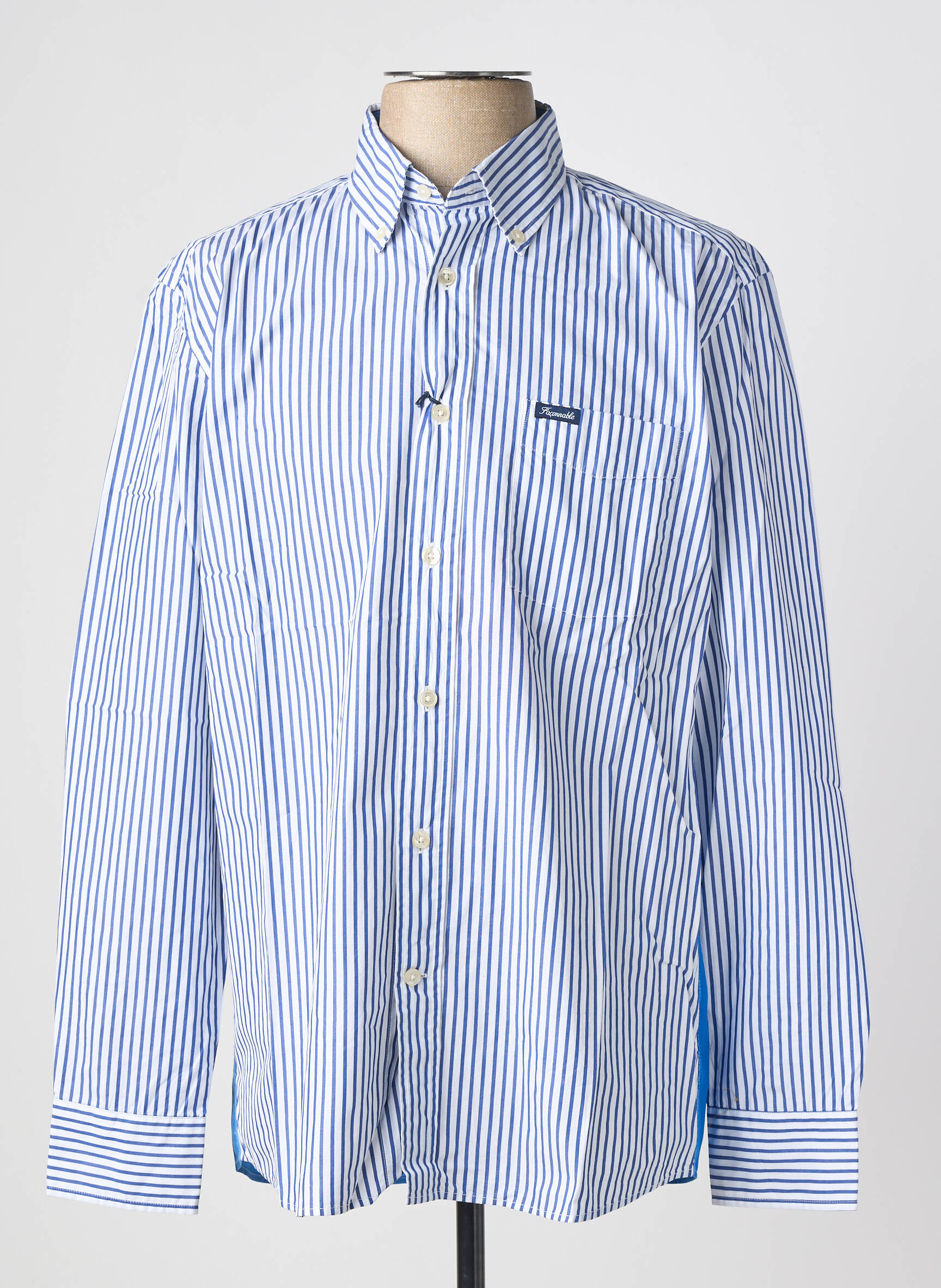 Chemise manches longues coupe droite bleu FACONNABLE homme