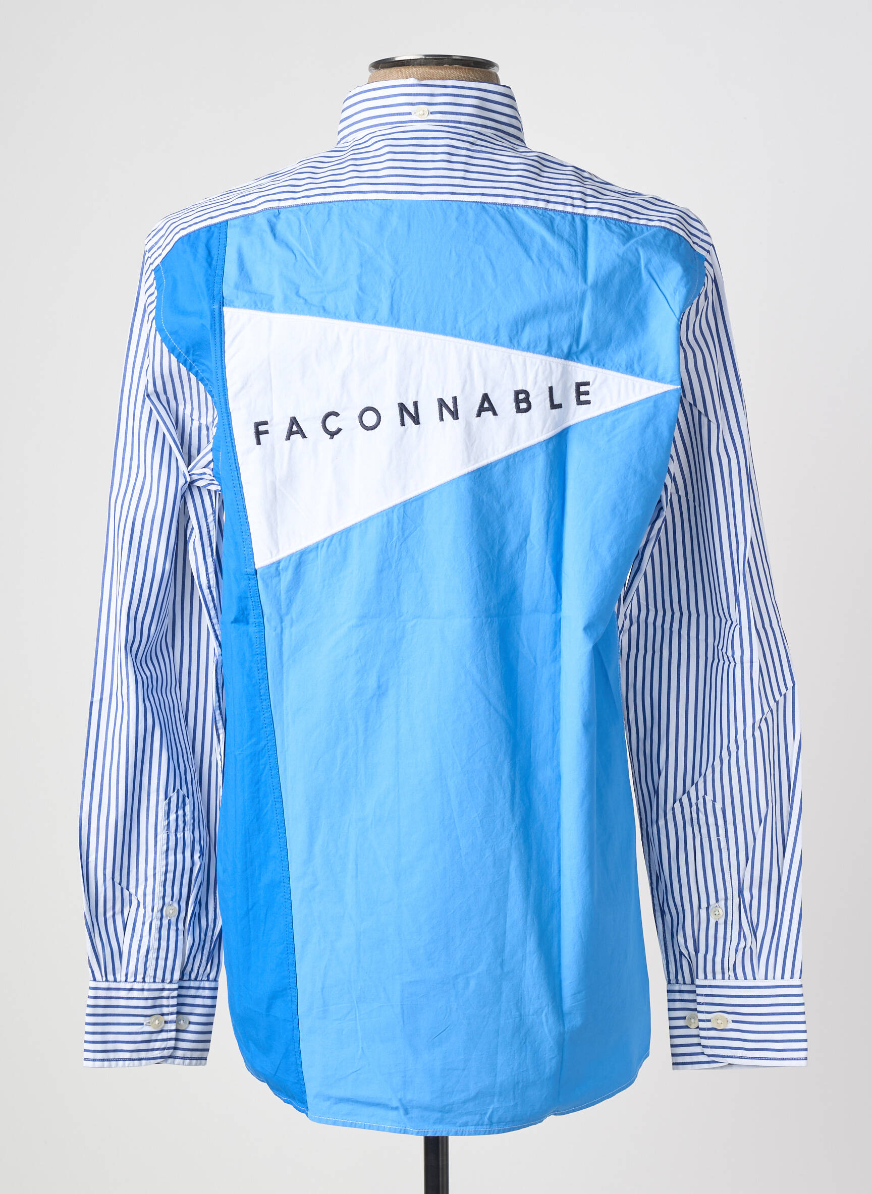Chemise manches longues coupe droite bleu FACONNABLE homme