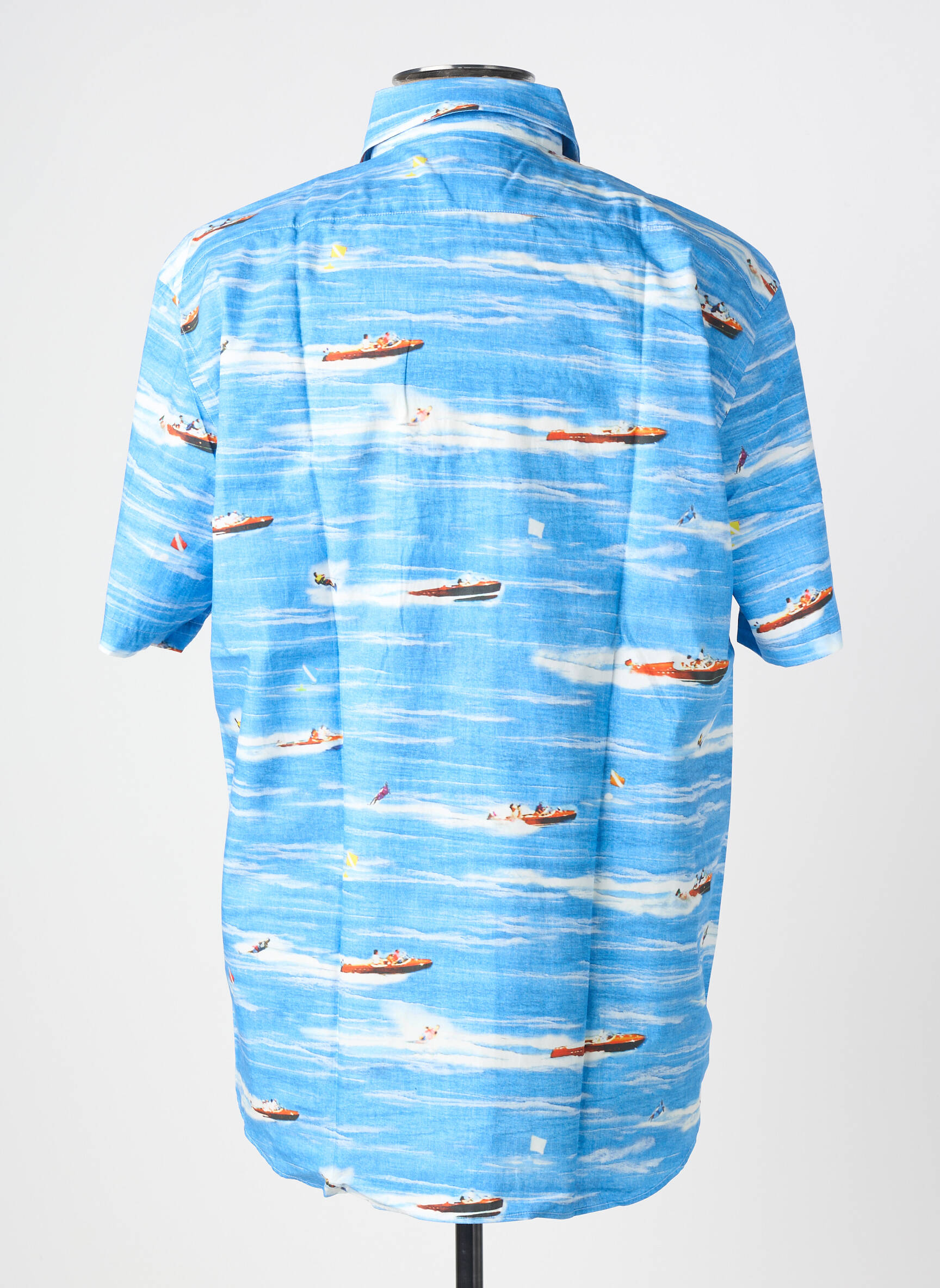 Chemise manches courtes imprimé fantaisie bleu FACONNABLE homme