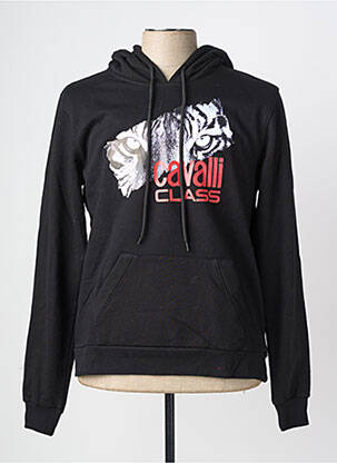 Sweat-shirt à capuche poches manches longues noir CAVALLI homme