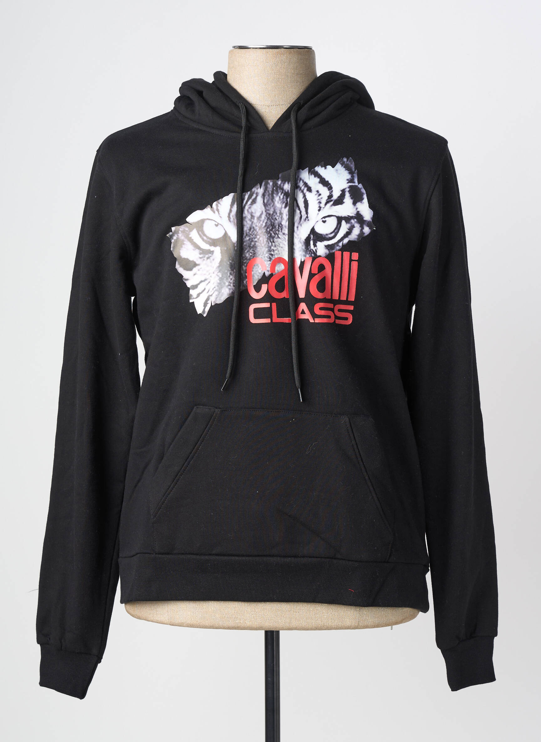 Sweat-shirt à capuche poches manches longues noir CAVALLI homme