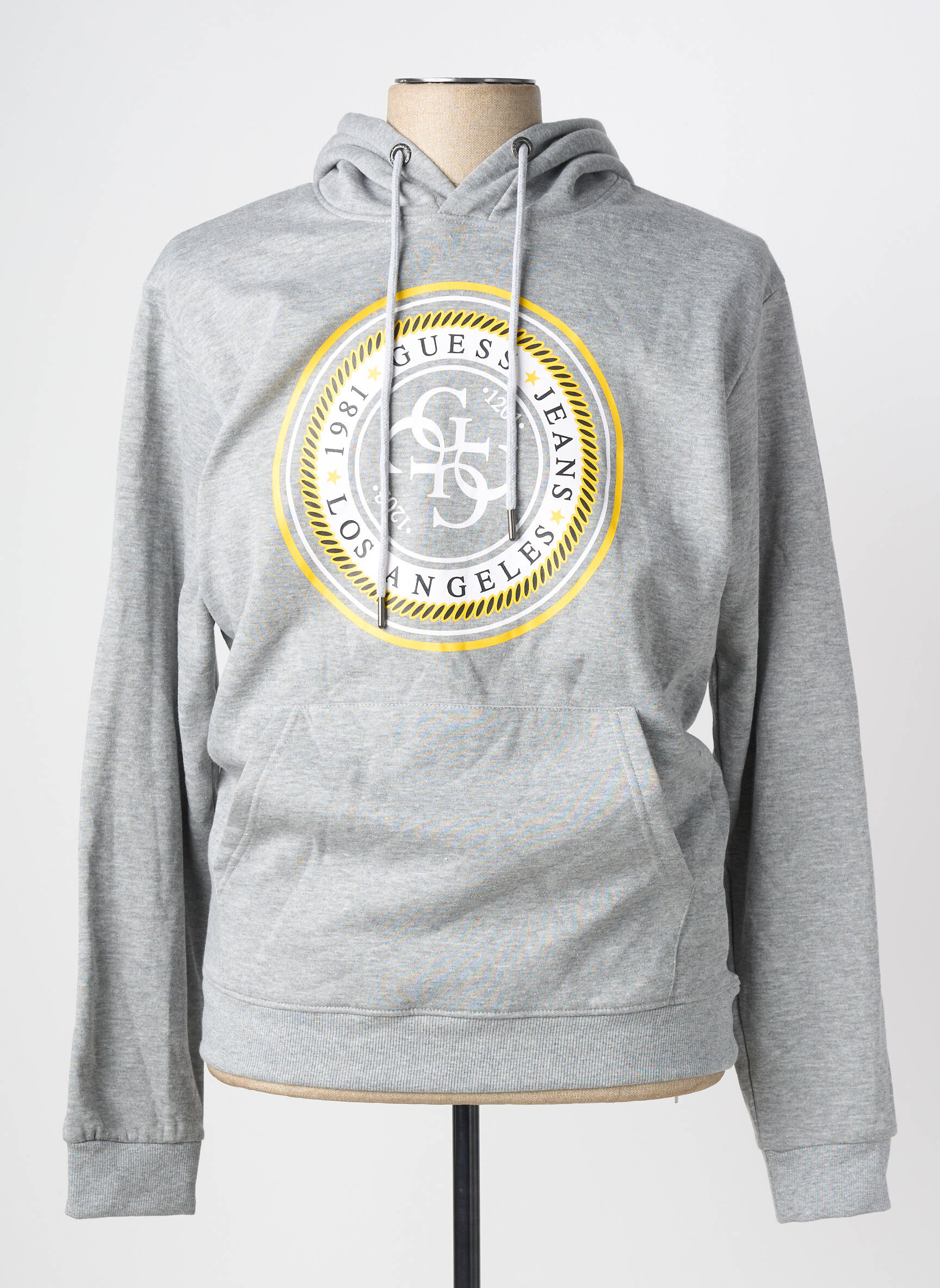 Sweat-shirt à capuche poches manches longues gris GUESS homme