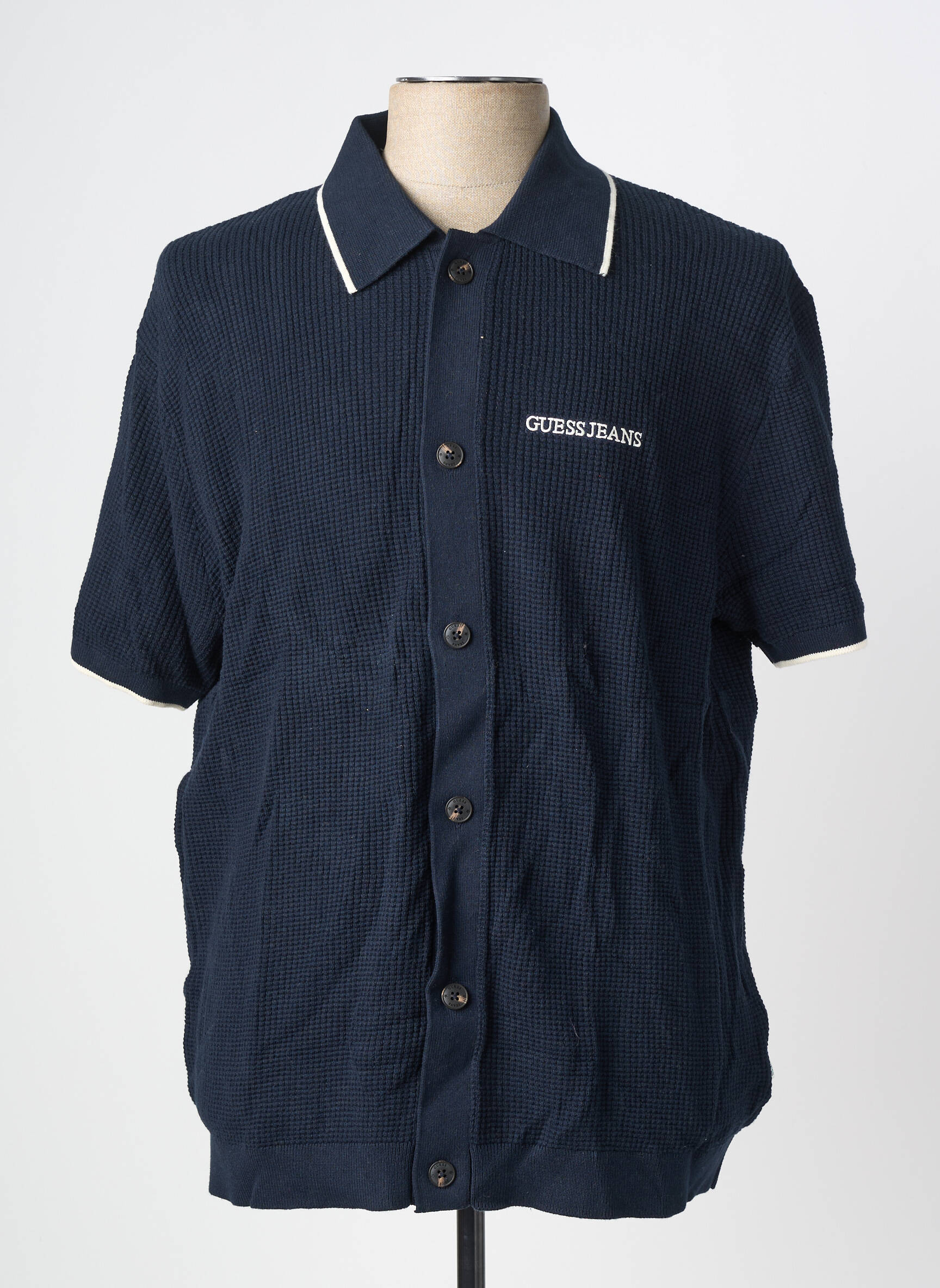 Chemise manches courtes coupe droite bleu GUESS homme