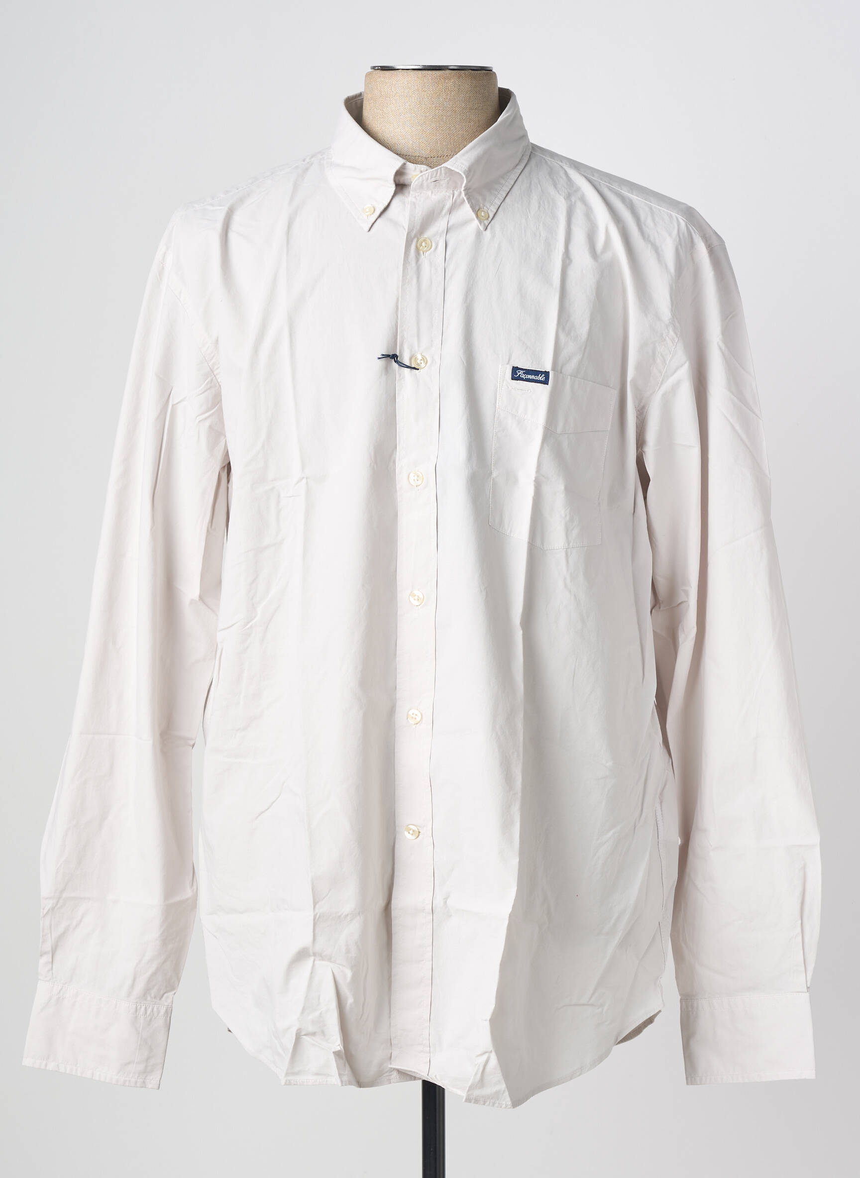 Chemise manches longues coupe droite gris FACONNABLE homme