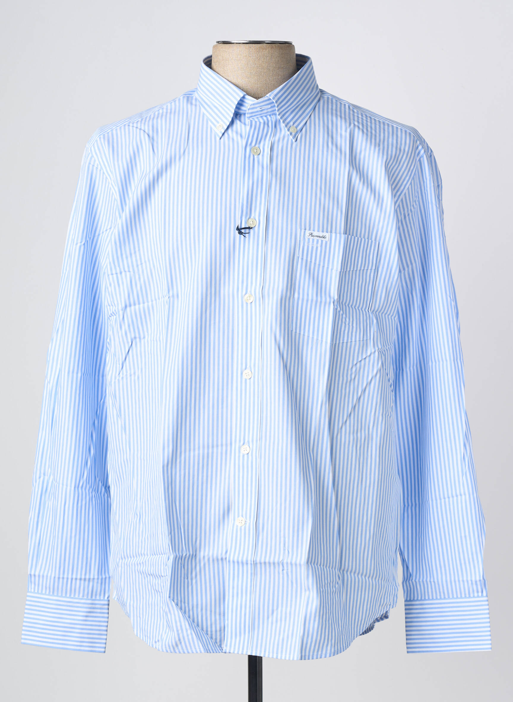 Chemise manches longues coupe droite bleu FACONNABLE homme
