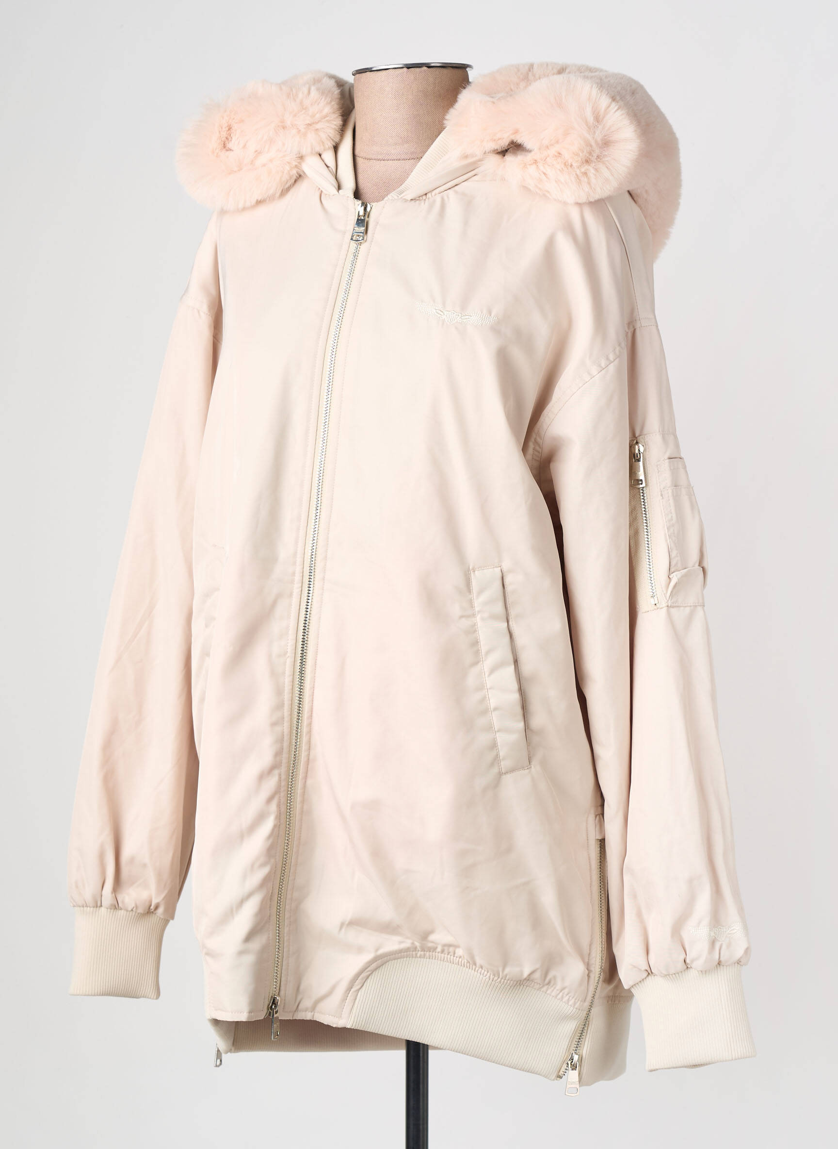 Parka fermeture zippée sur le devant a capuche beige BOMBERS femme