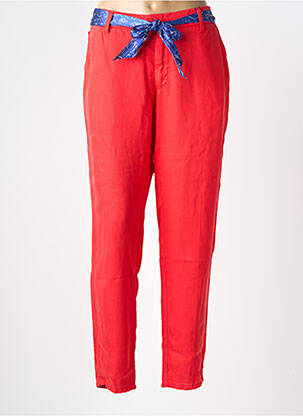 Pantalon droit tissage popeline taille normale rouge LABDIP femme