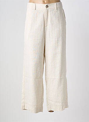 Pantalon droit fermeture zippée sous rabat boutonné taille normale beige GRACE & MILA femme