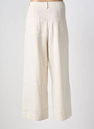 Pantalon droit fermeture zippée sous rabat boutonné taille normale beige GRACE & MILA femme