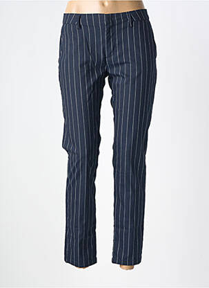Pantalon droit tissage popeline taille normale bleu REIKO femme