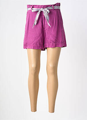 Short fermeture zippée sous rabat avec crochet taille haute violet LABDIP femme