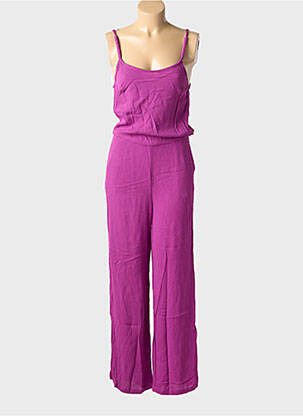 Combi-pantalon tissage crêpe fines bretelles violet SEE U SOON femme