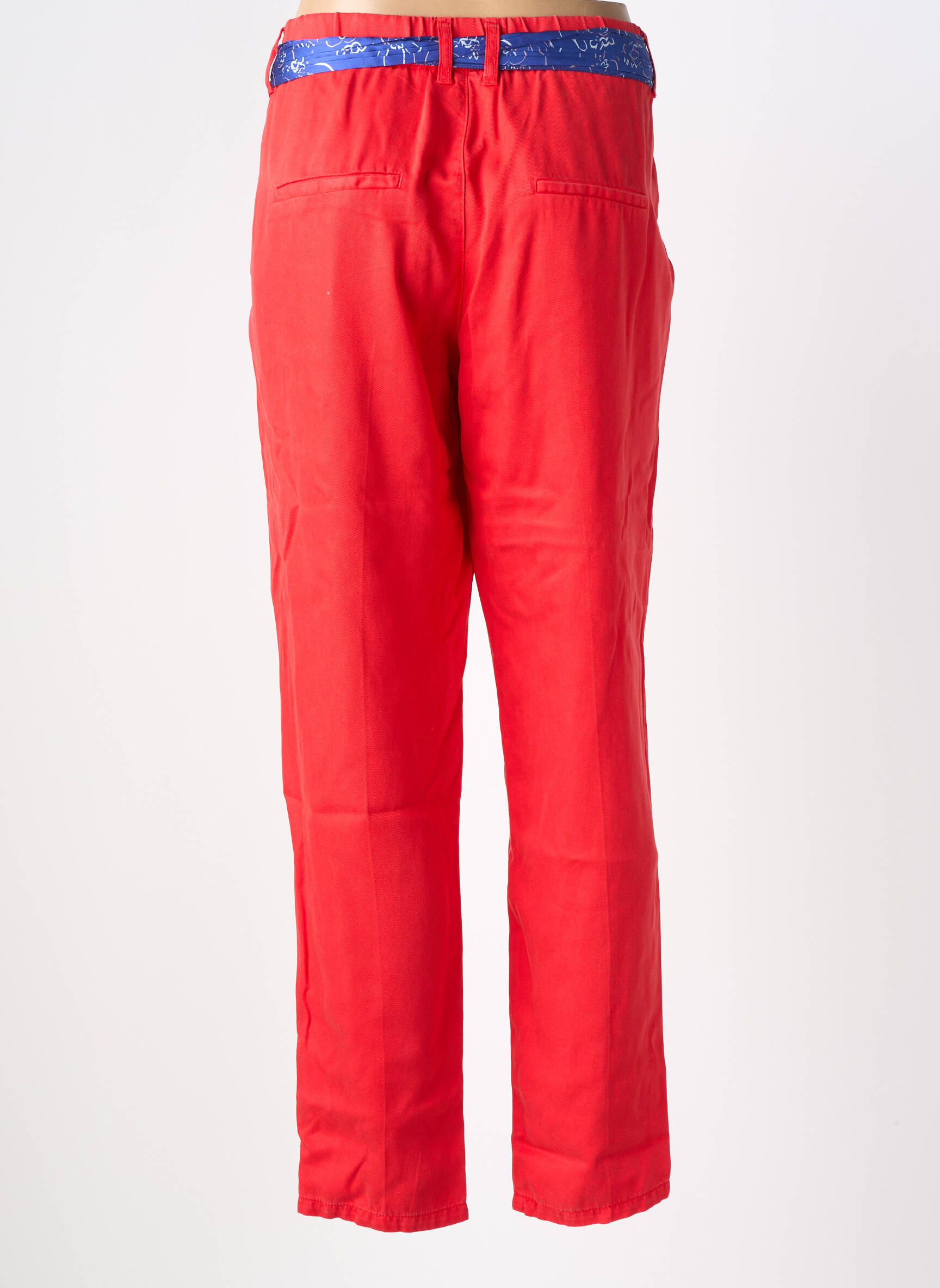 Pantalon droit tissage popeline taille normale rouge LABDIP femme