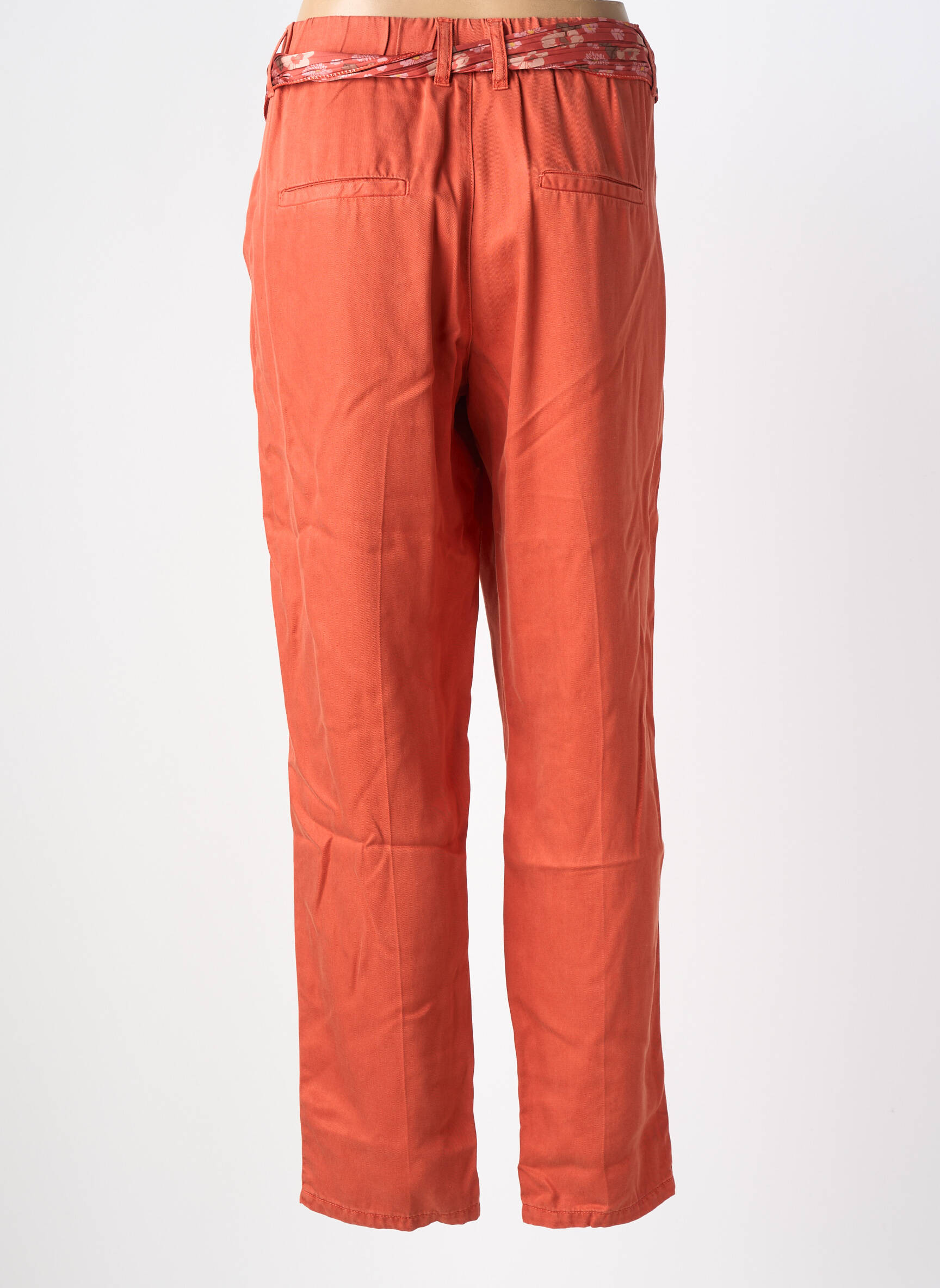 Pantalon droit tissage popeline taille normale orange LABDIP femme