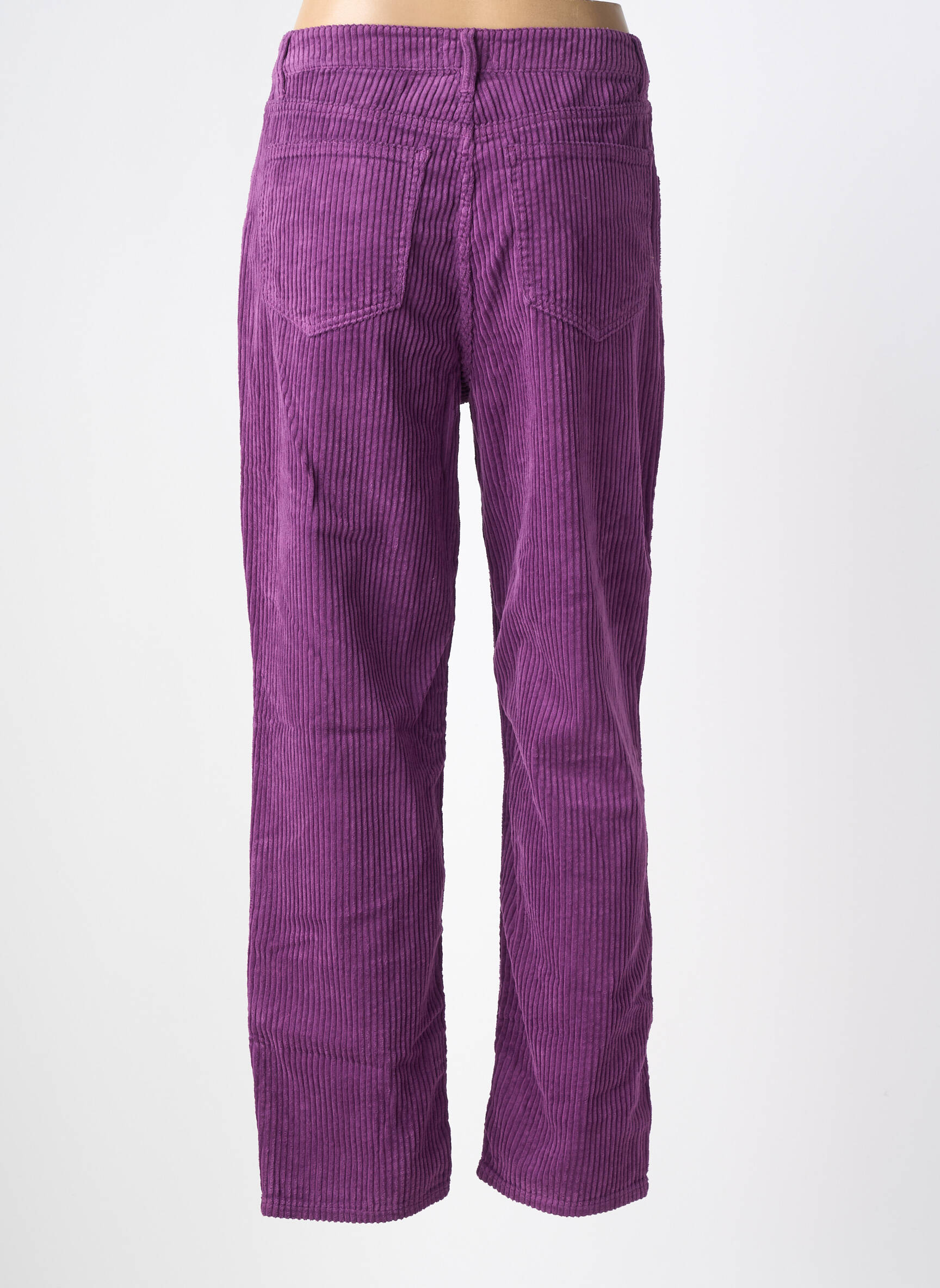 Pantalon droit fermeture zippée sous rabat boutonné taille normale violet LABDIP femme