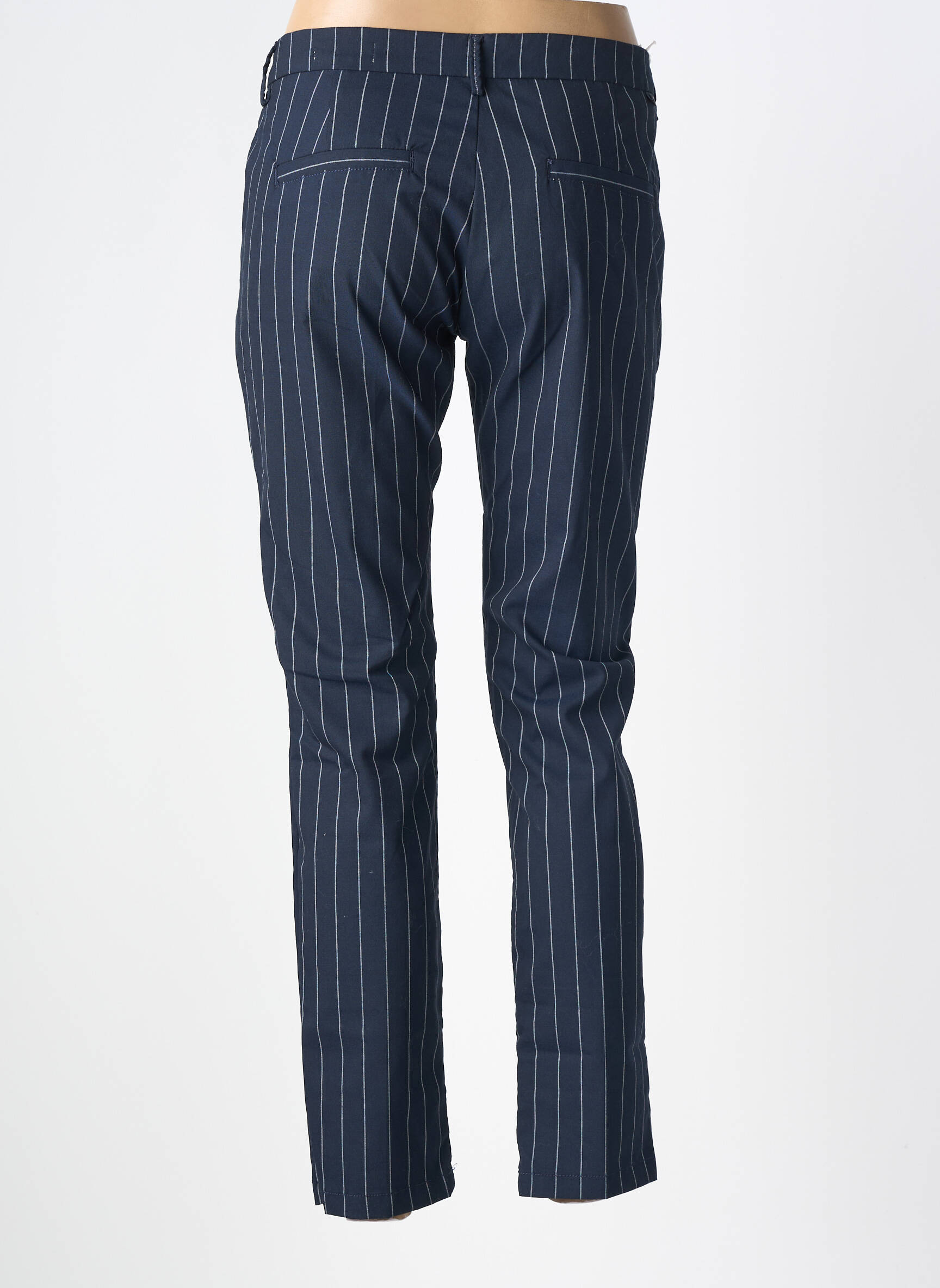 Pantalon droit tissage popeline taille normale bleu REIKO femme