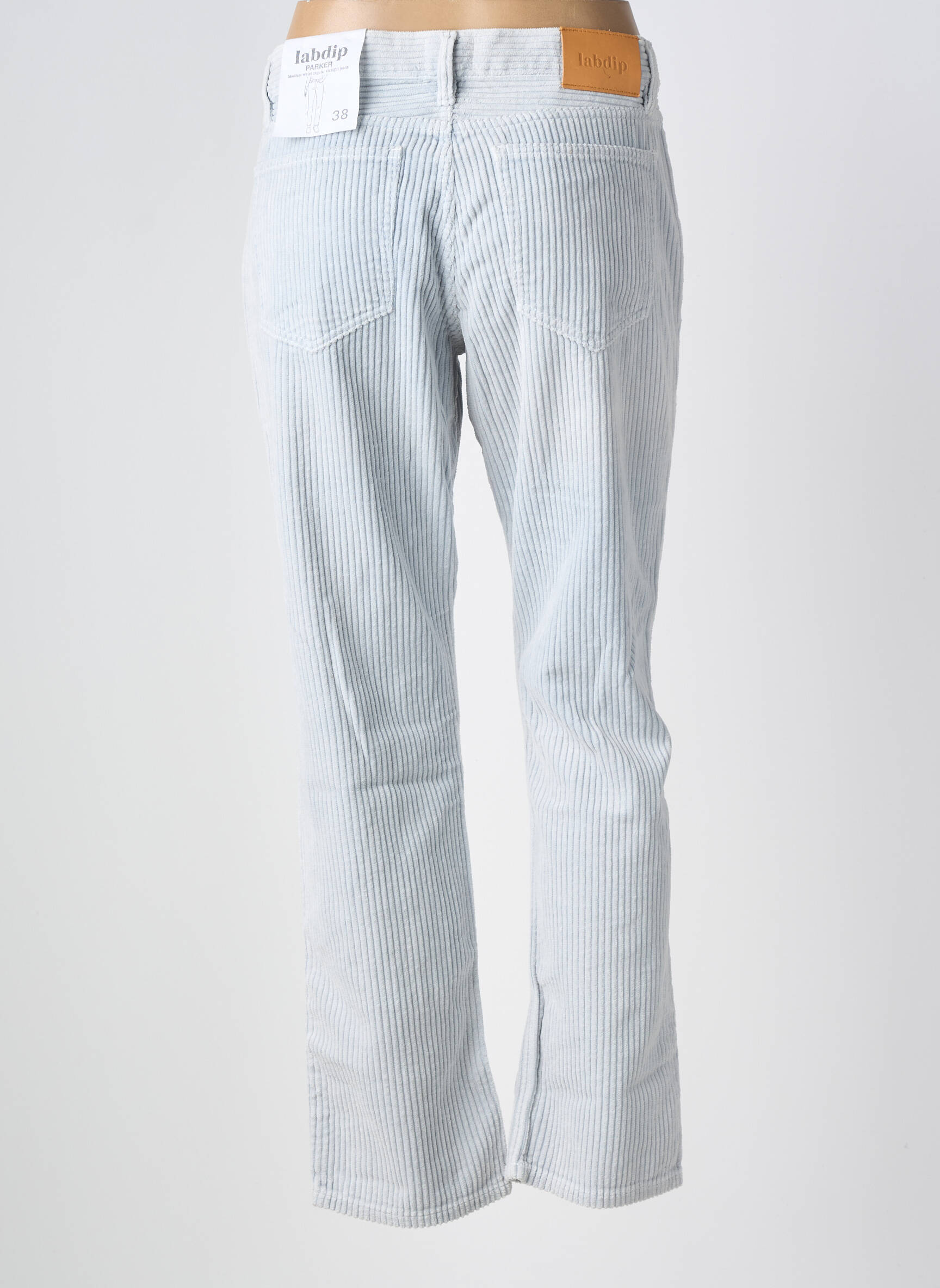 Pantalon droit fermeture zippée sous rabat boutonné taille normale bleu LABDIP femme