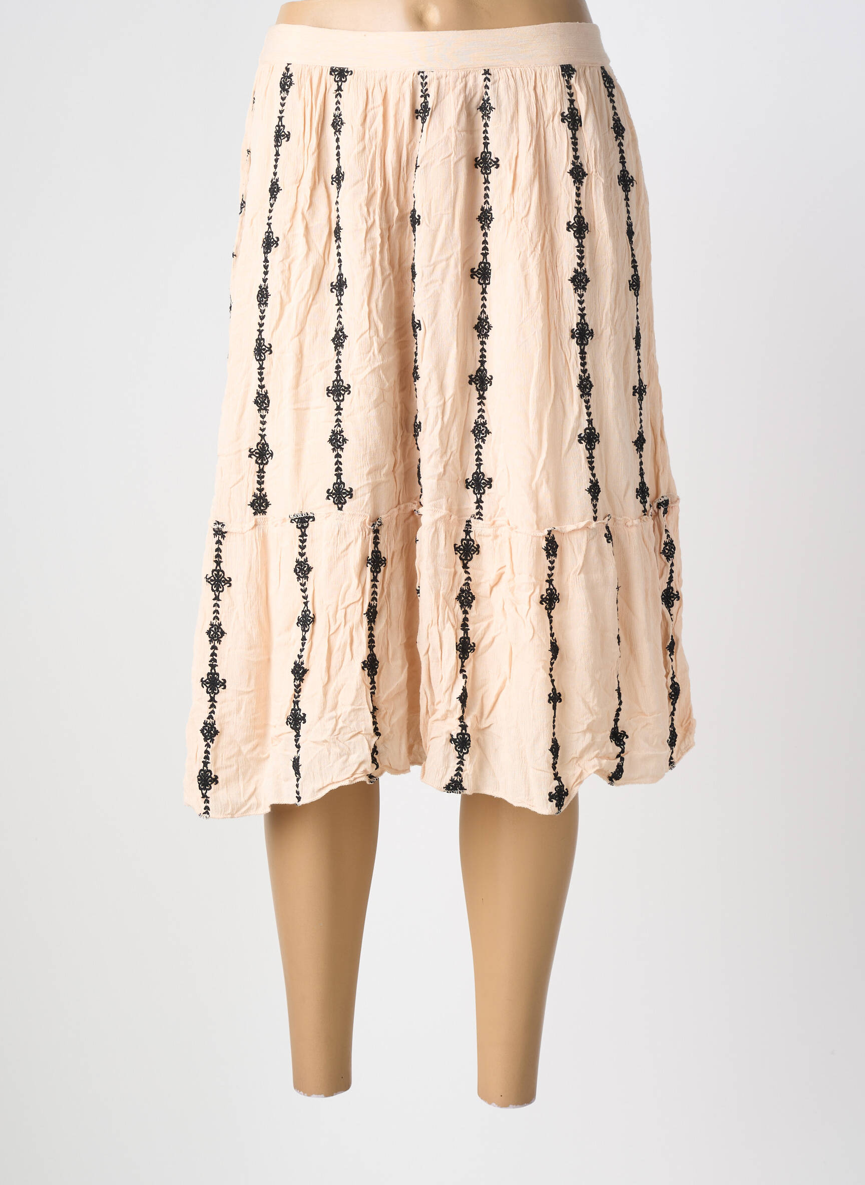 Jupe mi-longue taille normale beige VERO MODA femme