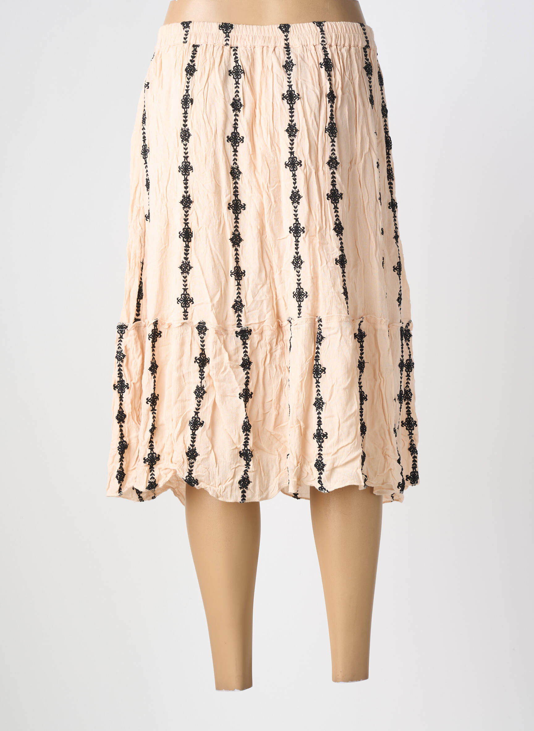 Jupe mi-longue taille normale beige VERO MODA femme