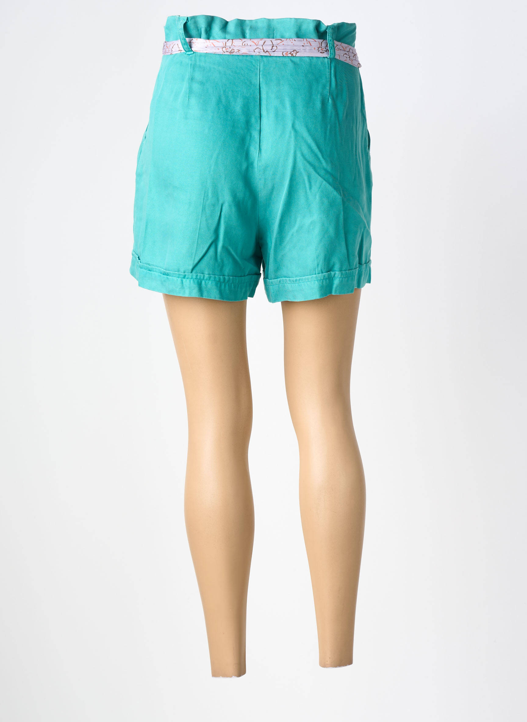 Short fermeture zippée sous rabat avec crochet taille haute bleu LABDIP femme