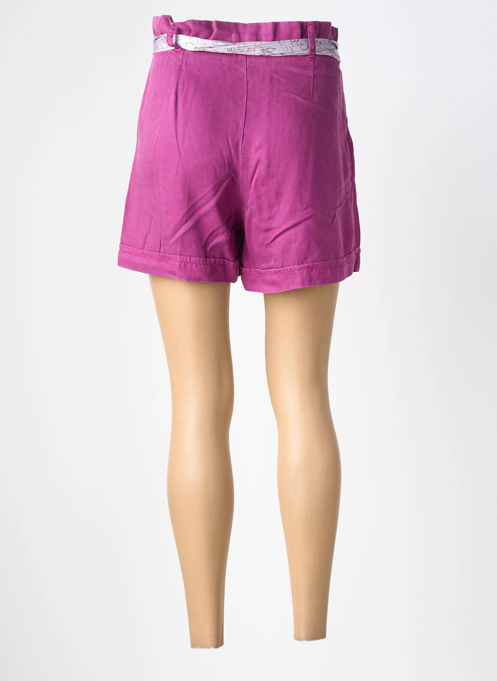 Short fermeture zippée sous rabat avec crochet taille haute violet LABDIP femme