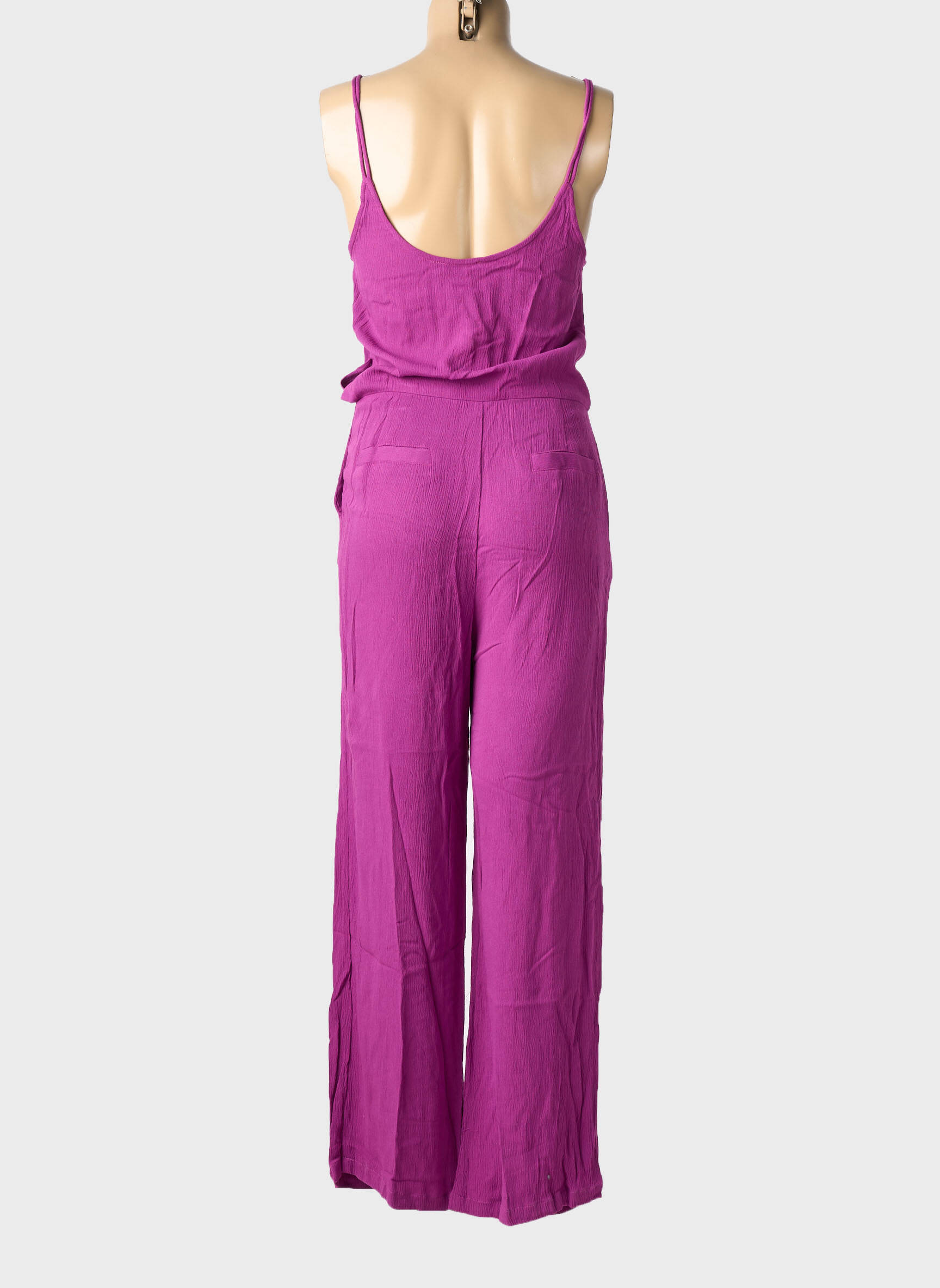 Combi-pantalon tissage crêpe fines bretelles violet SEE U SOON femme