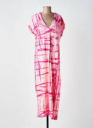 Robe longue imprimé fantaisie manches courtes rose GOLD & SILVER femme