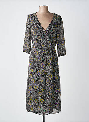 Robe mi-longue manches 3/4 manches 3/4 noir GARANCE femme