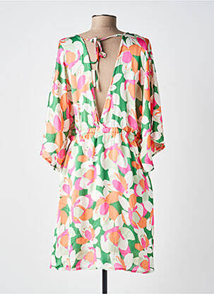 Robe mi-longue manches 3/4 manches 3/4 vert SUZZY & MILLY femme